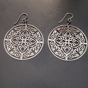 Gunmetal filigree medallion earrings
